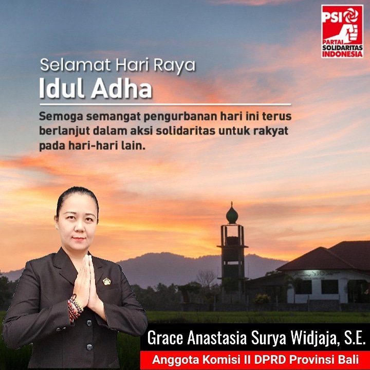 graceantz_psi's tweet photo. Semoga semangat pengurbanan hari ini terus berlanjut dalam aksi solidaritas untuk rakyat pada hari-hari lain.

Selamat Hari Raya
Idul Adha 1441 H

Salam solidaritas,

Grace Anastasia SW

#GraceAnastasiaPSI 
#GraceAnastasiaBali 
#dprdprovinsibali #dprdbali https://t.co/5wtEO5PXwO