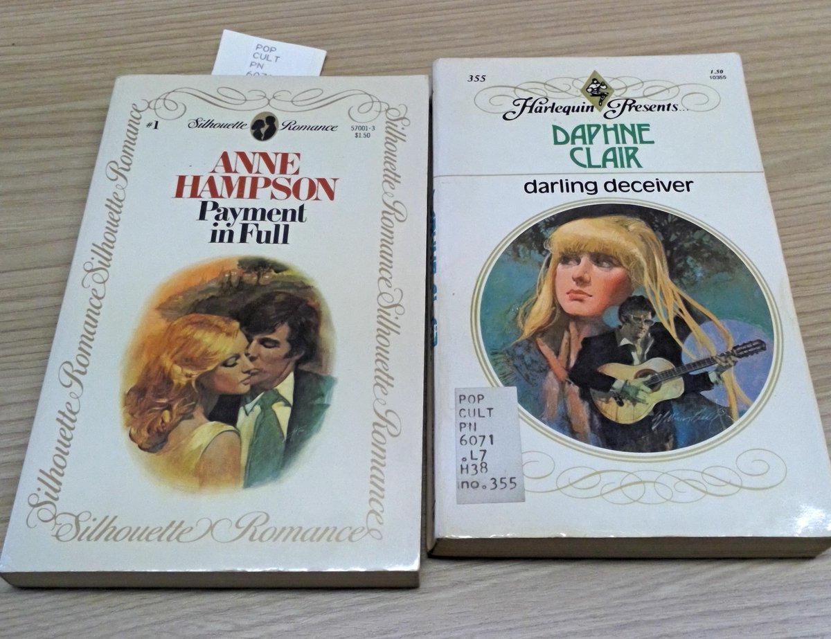 Ads weren't the only thing Silhouette copied from Harlequin. The cover design for Silhouette's launch titles was so similar to the design being used for Harlequin Presents that Harlequin went to court to get an injunction against S&S. You can see the similarities here: