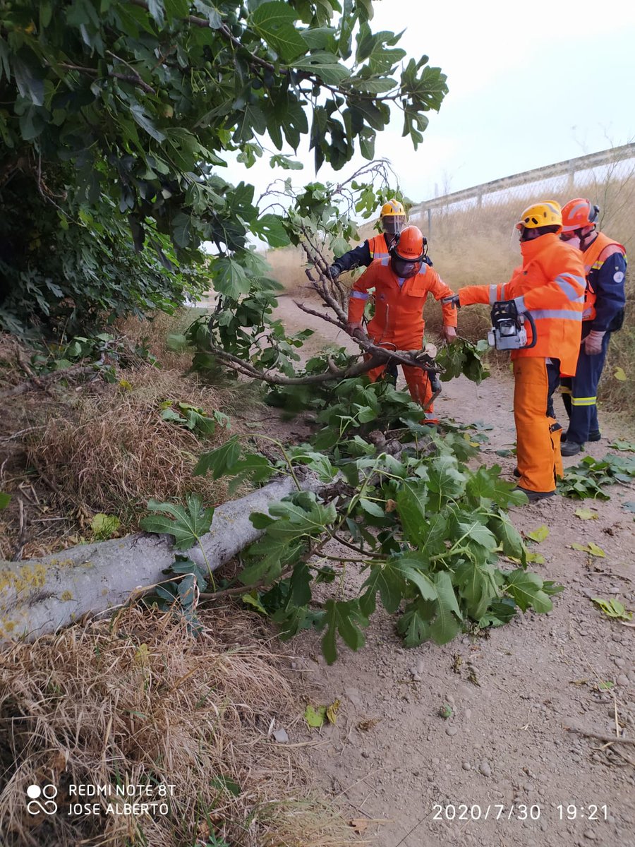 avpcutebo's tweet photo. 18:58h activados por @112Aragon Aragón por la caída de una rama de grandes dimensiones en el camino de acceso al subterráneo de la AP-68.@avpcutebo utilizando la  motosierra troceamos la rama y el camino vuelve a ser transitable.
Finalizamos a las 19:40h.@AytoUtebo @PoliciaUtebo https://t.co/yiXpSKusf8