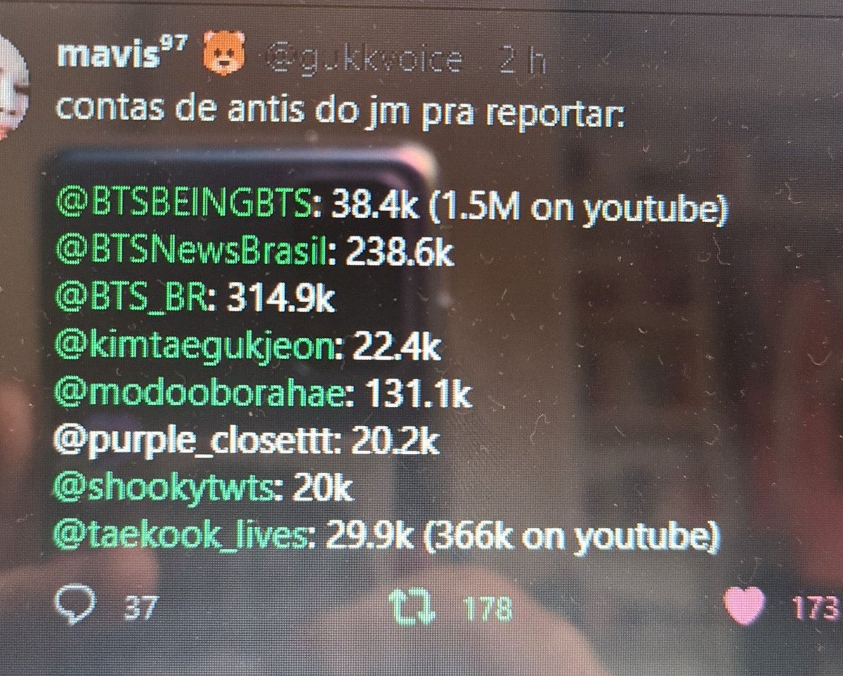 @hoseokpeaches @gukkvoice @btsbeingbts @BTSNewsBrasil @BTS_BR @kimtaegukjeon @modooborahae @shookytwts @taekook_lives @Onlybts_92 @btsworldwider @iamyoongl @hyunxppy @wonwoonka @namjokrn @GiovannaMary14 @SITKHJ7 @FriendshipJkjm @Tenalisah @stkoov @JinGalaksi @KMinami03 @Lu_nnaS2 @btsbigxx2hit @fallbyJk @BTSPurpleBullet @vantepjmin @gabs7_gabs @vlovestaev @ggukvanti @njyht @euphoriaicy @satelite612 @m9597a @worldjmjk @DE4RJISOO @luzzyloser @yoonpinpon @ddeungguk @Joyzinha0412 @cittyups @ksjinkosmos @taehyeee @Artjo @itsuzumaki_ @saturn9871 @_recifensee @infiresjikook @softvantex @dessavilla eram contas anti do jimin, eu tenho o print aqui 
( desculpa a péssima qualidade