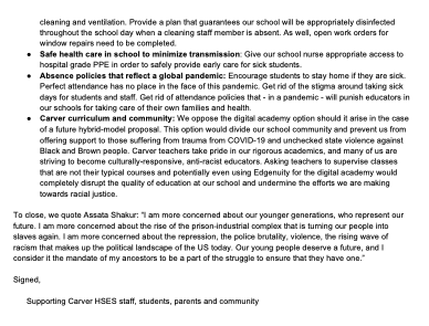 <a href="/CarverHSES/">GW Carver HSES</a> parents, students, &amp; staff in solidarity w/ <a href="/PFTLocal3/">PFT (@pftlocal3.bsky.social)</a> and <a href="/502Casa/">Teamsters Local 502 CASA</a>.  <a href="/PHLschoolboard/">Philadelphia Board of Education</a> written testimony for 7/30/20. 150+ signatures before we had to shut it down in time to submit. @mselainek <a href="/tbolmedo/">Tatiana</a> @mrtaylorbaranik <a href="/teddomers/">Ted Domers</a> <a href="/MsKitBradley/">Kit Bradley</a> <a href="/gwinikur/">Geoffrey Winikur</a>