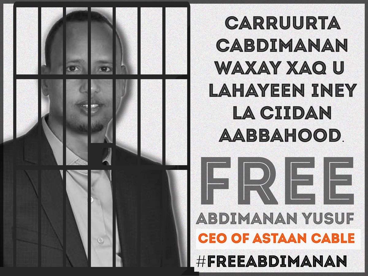 yuzzefislaam's tweet photo. In ka badan laba todobaad buu si sharci darro ah ugu xiranyahay hargeysa cabdimanaan yusuf carruurtiisa ineey la ciidaan beey xaq u lahaayeen .

#freeabdimanan https://t.co/Cqwm3mZBrP