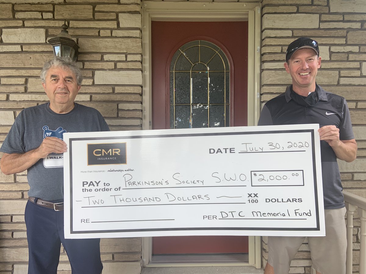 CMRIns's tweet photo. Thank you @HalwellMutual  for your continued support of the Daniel T. Craig Memorial Golf Tournament. Despite the tournament being postponed until 2021 we will still be providing a $2000 donation to the Parkinson Society of Southwestern Ontario thanks to @HalwellMutual https://t.co/r8vuEzQaxi
