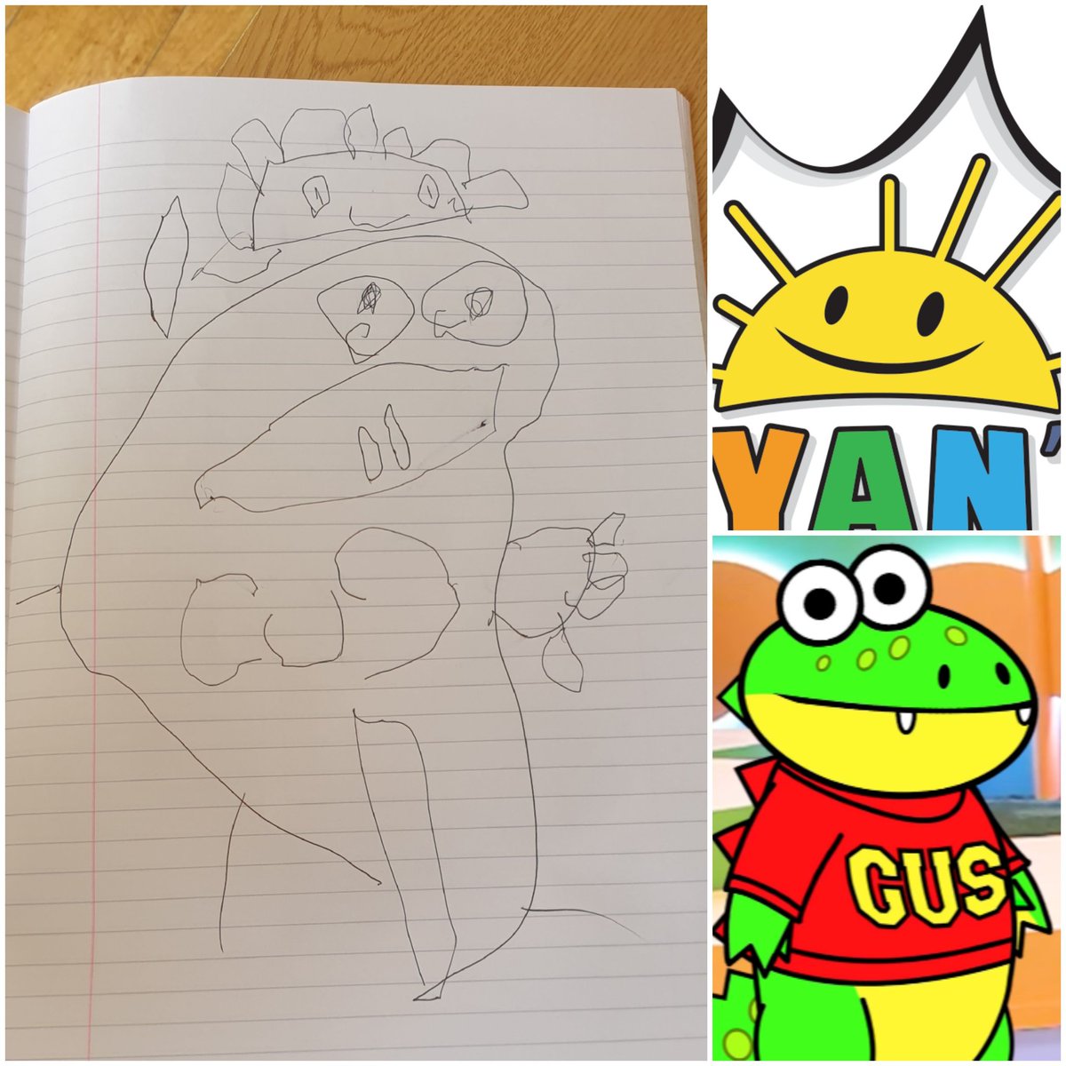 crossbynameonly's tweet image. I realise I'm probably slightly biased, but I think mini-me's drawing skills are amazing for a nearly 4yo.  What a creative little madam she is - easily recognisable as 'Gus' and the sun logo from Ryan's world!

#teacher5aday #promotingcreativity