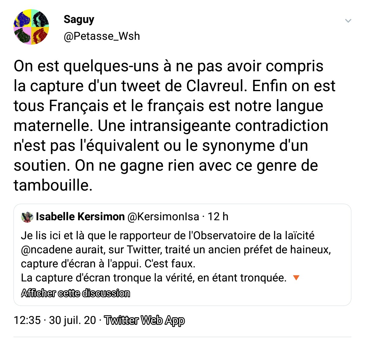 AneriesPR's tweet photo. @Bobig @CharlieBismuth @JM_Lafon @Elielalalo @zeyesnidzeno @GillesClavreul @ncadene @KersimonIsa @CedricMas Selon un compte de cette liste #PrintRep (Saguy) : «On est quelques uns à ne pas avoir compris la capture [du] tweet de Clavreul» https://t.co/VxEL6E2XGF
