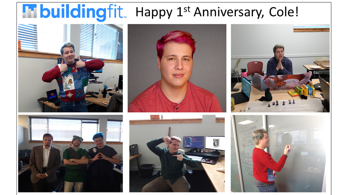 BuildingFit's tweet photo. We are celebrating Cole Hartog's 1st year anniversary with BuildingFit this month!  A talented programmer, Cole has contributed so much to the team for the past year. Congratulations, Cole! Looking forward to many more years! #WorkAnniversary #ThankYou https://t.co/bP7MS6jMrc