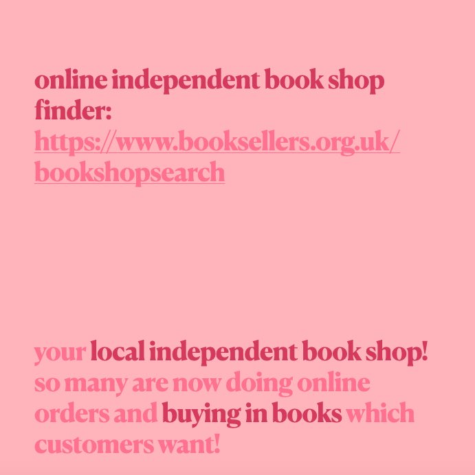 Your local independent book shop! so many are now doing online orders and buying in books which customers want!online independent book shop finder:  https://www.booksellers.org.uk/bookshopsearch 