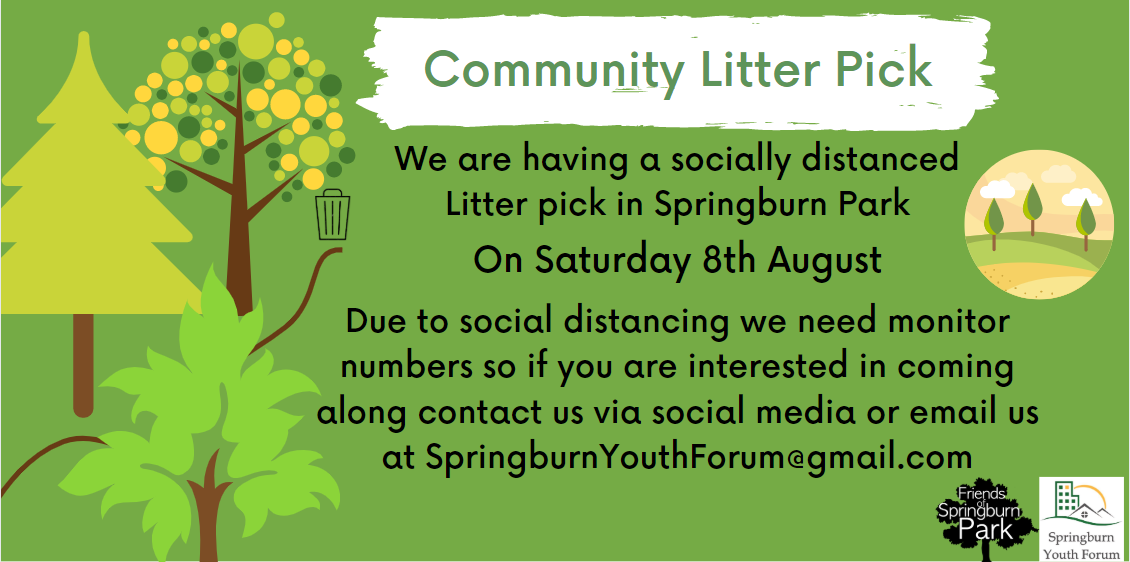 SpringburnYF's tweet image. We are having a litter pick on Saturday 8th August at Springburn Park, due to social distancing we need to stagger start times for people attending, so if you are interested in coming along please comment below or message us. We are looking forward to seeing you there !!!