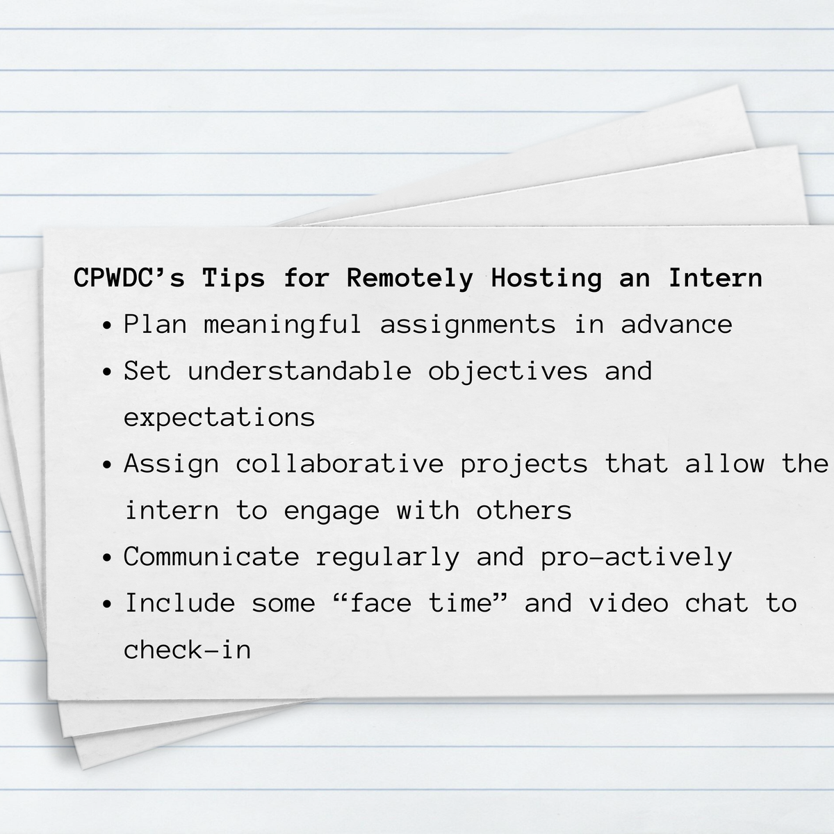 AdvCentralPA's tweet image. CPWDC quickly shifted our #PAsummerinterns  position from one designed for work in the office to one that allowed our intern to effectively work from home. Here are some tips we learned from the experience. #NationalInternDay  #CentralPAInterns #InternshipsofPA2020