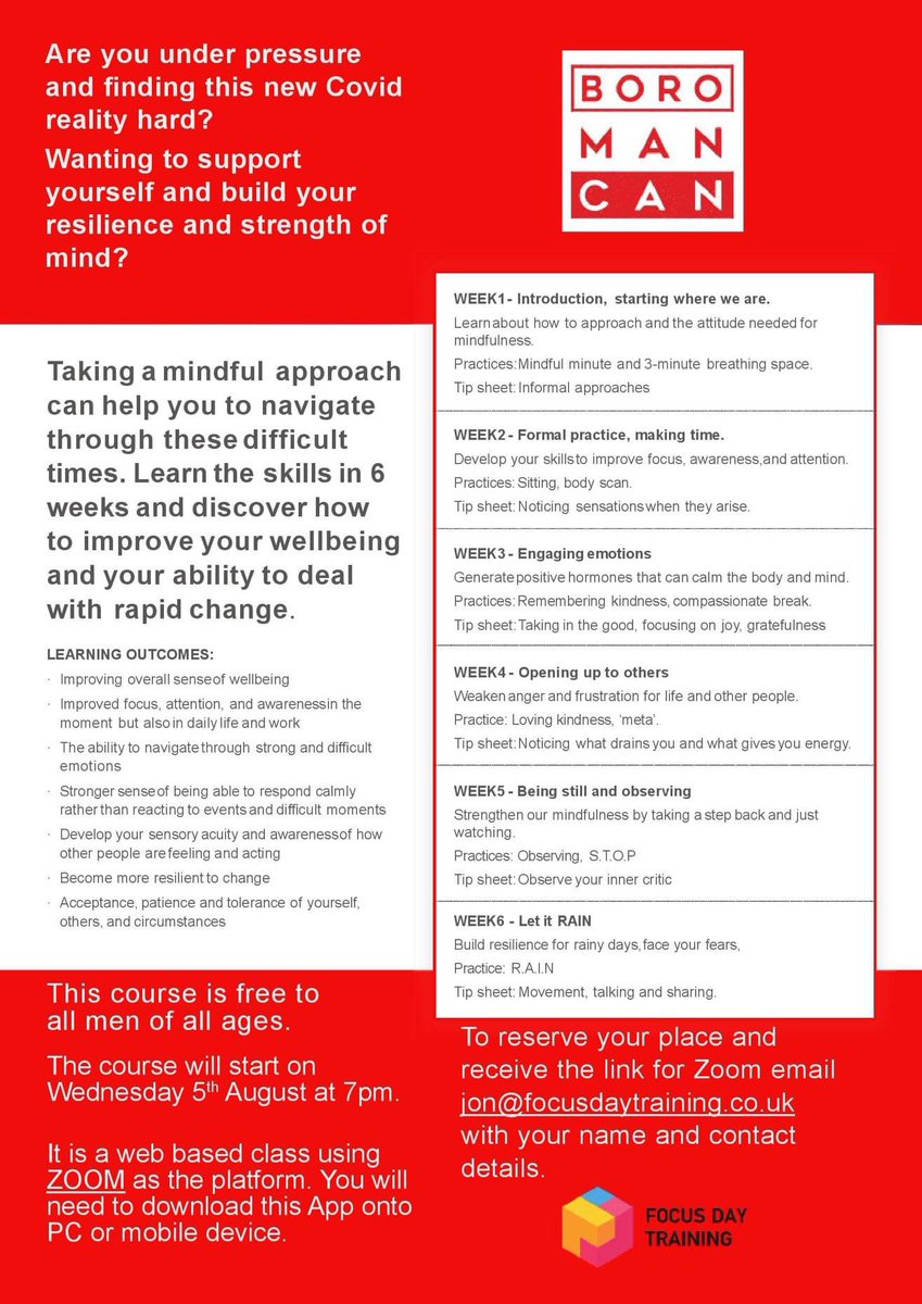 Mental health 6 week course for all you lovely blokes out there! #boromancan #middlesbrough #teesside #mentalhealth #underpressure #mindful