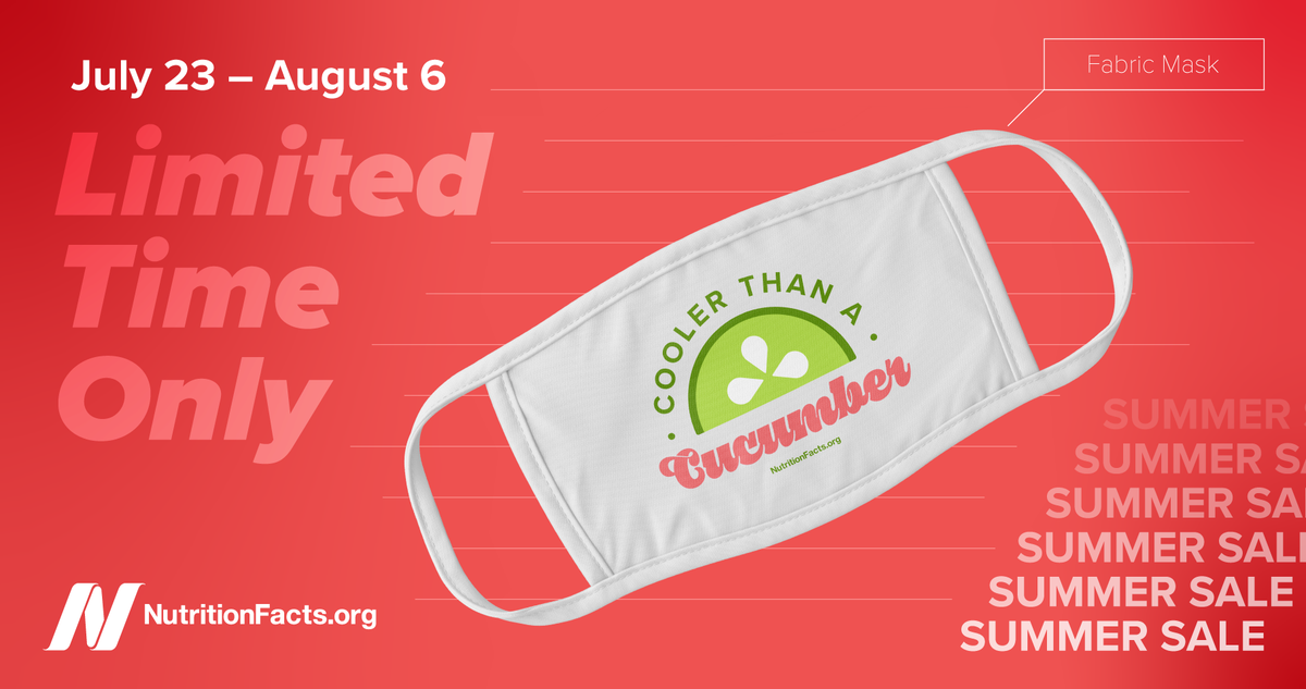 nutrition_facts's tweet photo. Be cooler than a cucumber in our limited edition mask. Check out the other gear in our summer fundraiser collection:
https://t.co/u3Y7RmTHEk

Fundraiser ends August 6th. 
* All proceeds go to keep NutritionFacts going and growing! https://t.co/1Hhh0fgXjb