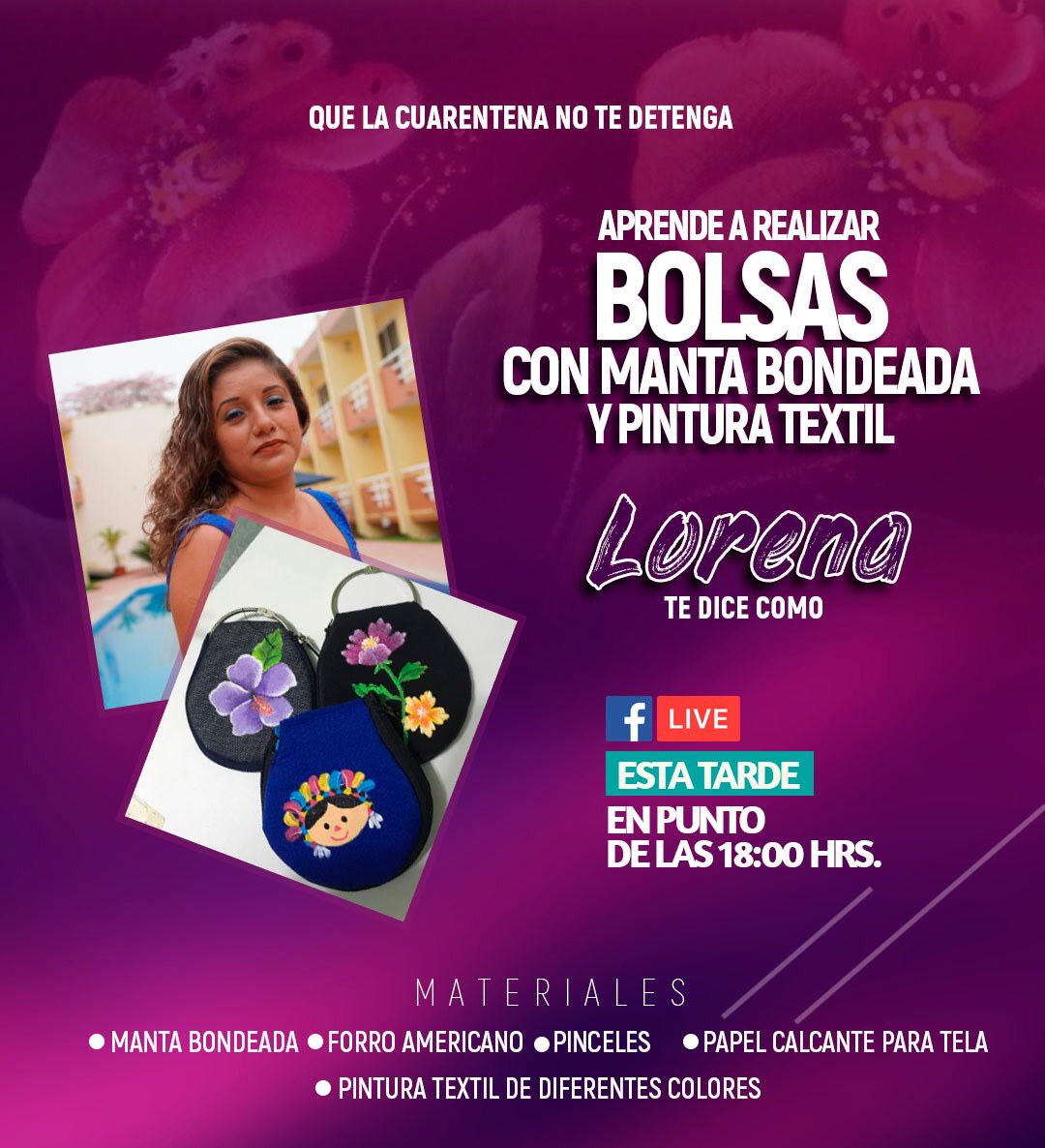 Este #juevesdemanualidades aprende a realizar bolsas con manta bondeada.

¡Lorena te explicará cómo elaborarlas!

¡Sigue la transmisión a través de mi página!