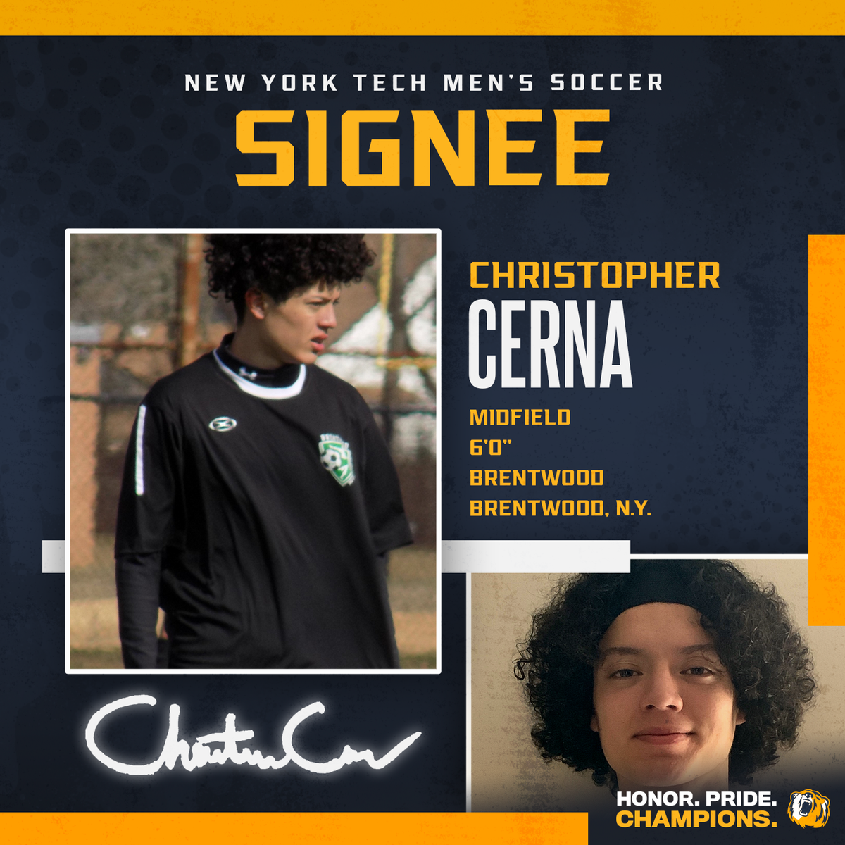 NYITBears's tweet photo. Pair of Brentwood midfielders join @NYITMSOC 

Welcome to Tech, Christopher &amp; Erick

#HonorPrideChampions https://t.co/djbmT1nL0Y