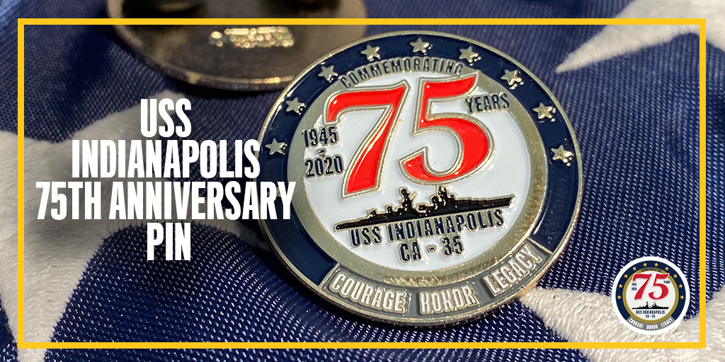 USSIndyOfficial's tweet photo. There is so much to celebrate and remember during this special reunion. 

Commemorate the 75th anniversary of the #USSIndy and its place in history with a collectible pin. All merch can be found here: https://t.co/htIlI7mMvN https://t.co/weTjBddQbh