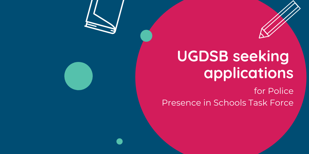 ugdsb's tweet photo. The UGDSB is seeking applications from community members to join the Police Presence in Schools Task Force. Applications are being received until August 10. For more information and to apply, visit the board website https://t.co/vTeLxkNvR0 #UGInfo https://t.co/qnveyS3OxY