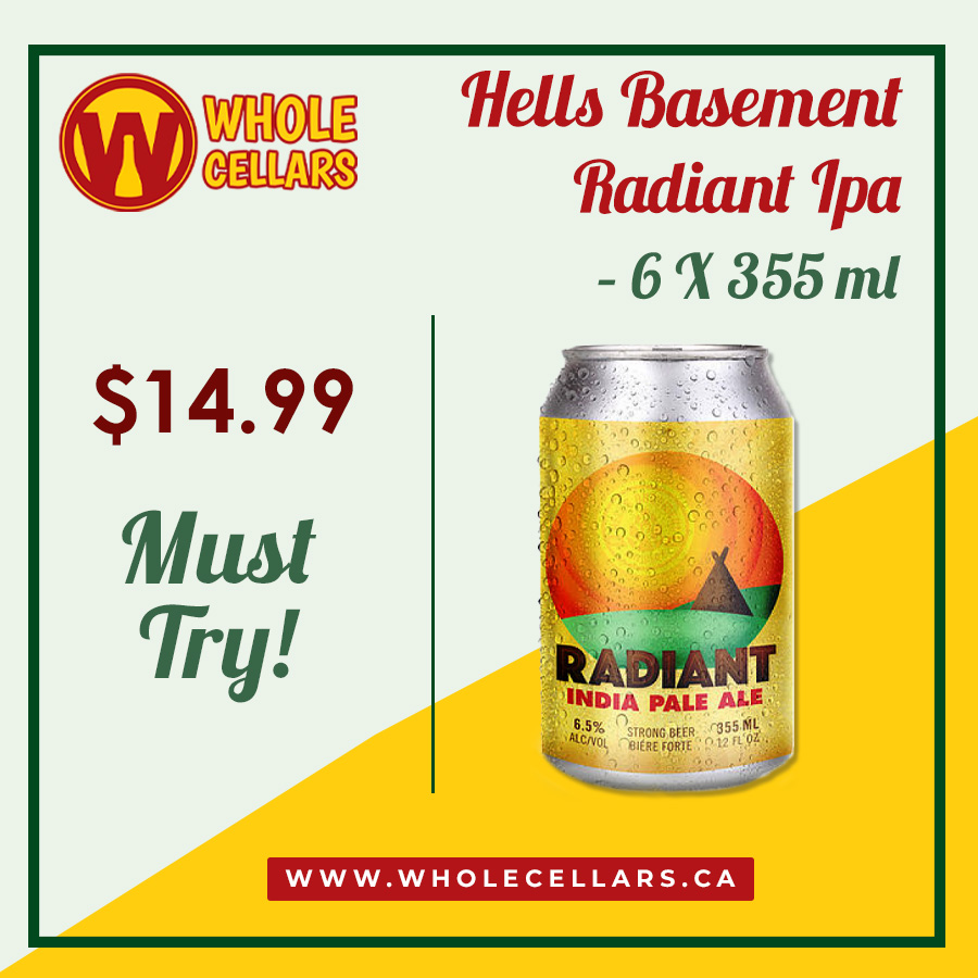 Wholecellars's tweet photo. Brewed by Canada's very own well-established breweries.

@hellsbasementbrewery's Radiant Ipa is our #Musttry craft beer of this week

https://t.co/pFmz88bdvx

#craftbeers #yyc #calgary #yyclocal #beers https://t.co/rwIAmjod26