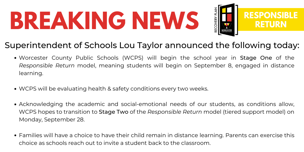 WorcesterSystem's tweet photo. BREAKING NEWS: Here's a quick overview of today's announcement from @WorcesterSystem Superintendent of Schools Lou Taylor. #ResponsibleReturn #WeAreWorcester https://t.co/Nur4CueYfT