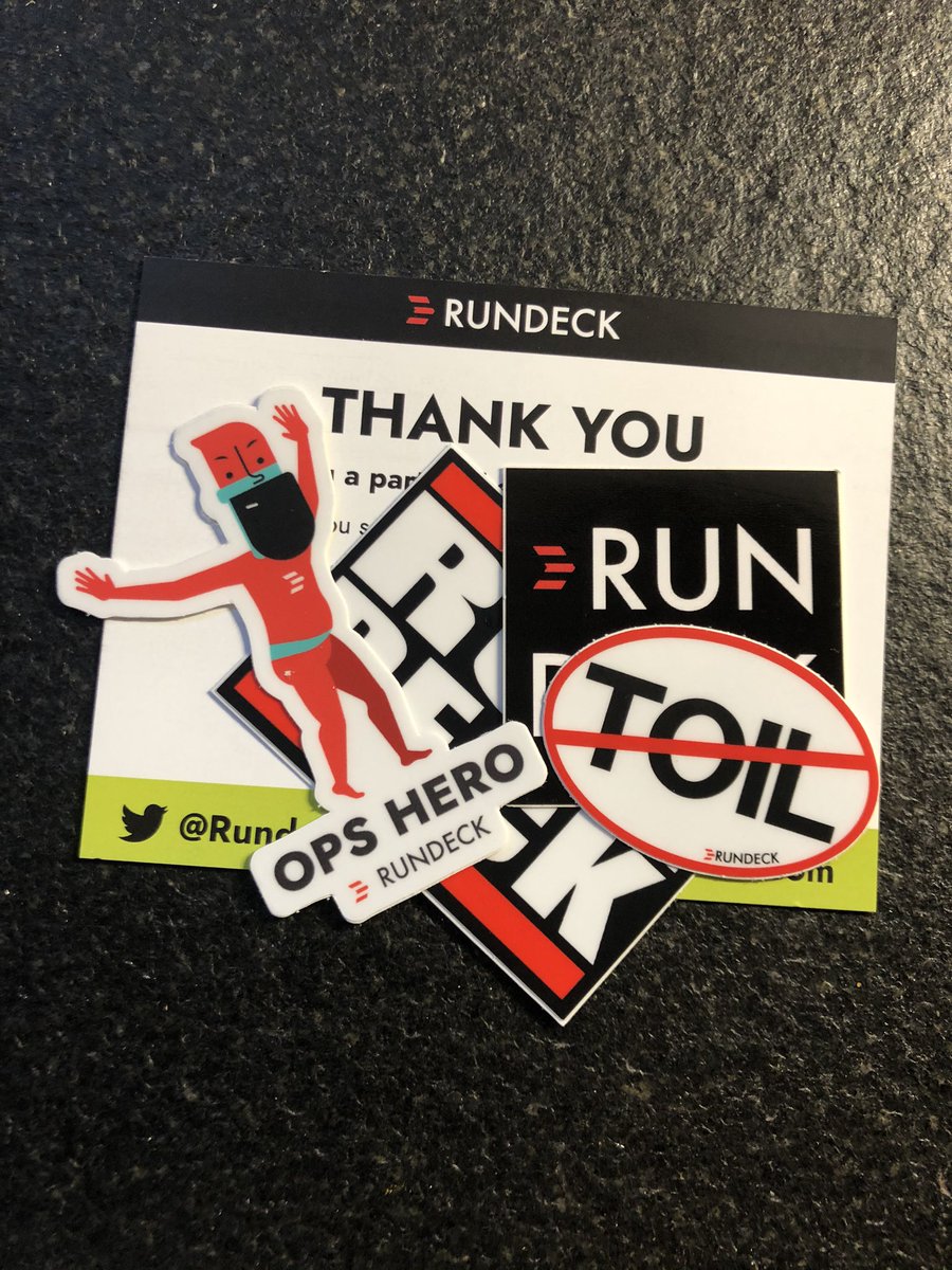 jauffreyflach's tweet photo. Look who's sending stickers? My friends from @Rundeck ! Thank you team, you rock 🎉 https://t.co/x5pvg4CAhR