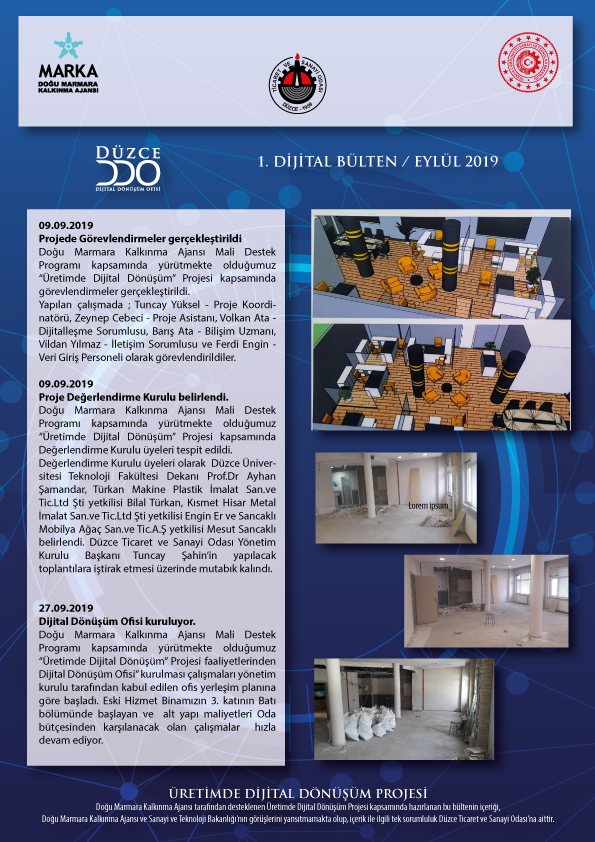 Projemizin 1 Dijital Bülteni Yayınlandı

#DuzceDDO