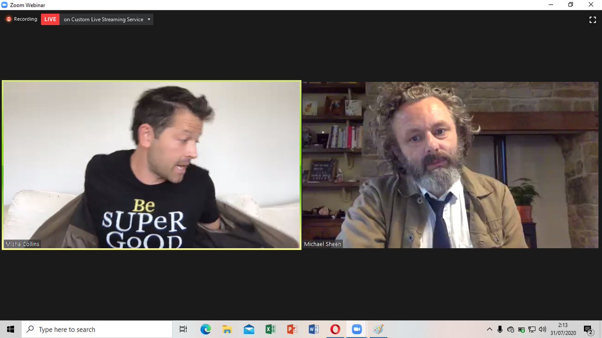 Michael Sheen is all of us when Misha Collins started to do this😳