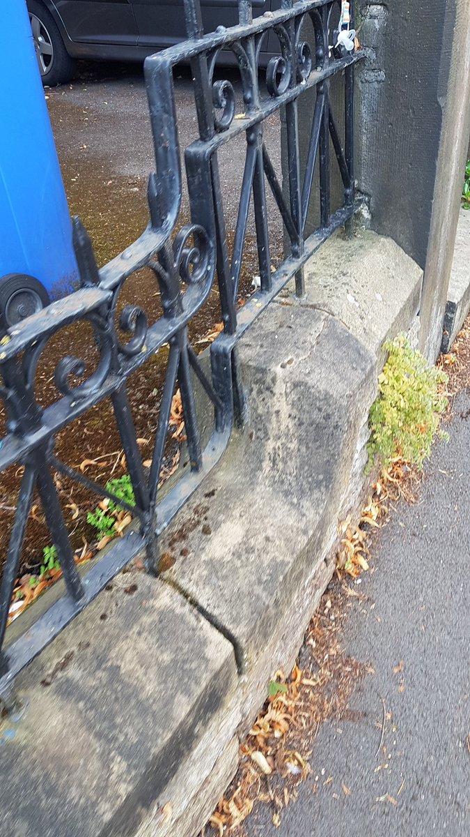 I'm back, with a little more. The secret to finding original railings is to look for places where removal would have left a big drop on one side, like on steep streets. I found some near me and this also shows how the styles varied quite a bit, even on neighbouring houses.