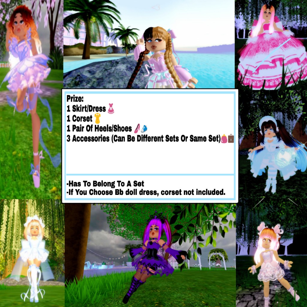xRHash2's tweet photo. ✨♡ DREAM SET GIVEAWAY ♡✨

🌈Prize: 
-A Skirt/Dress From Any Set
-A Corset/Bodice From Any Set
-A Pair Of Heels/Shoes From Any Set
-3 Accessories From Any Set

💘Rules:
-Like
-Retweet With #royalehighgiveaways
-Follow Me
-Comment Your Dream Combo/Set!

Extras In Thread <3 https://t.co/h0Y6hbRDGE