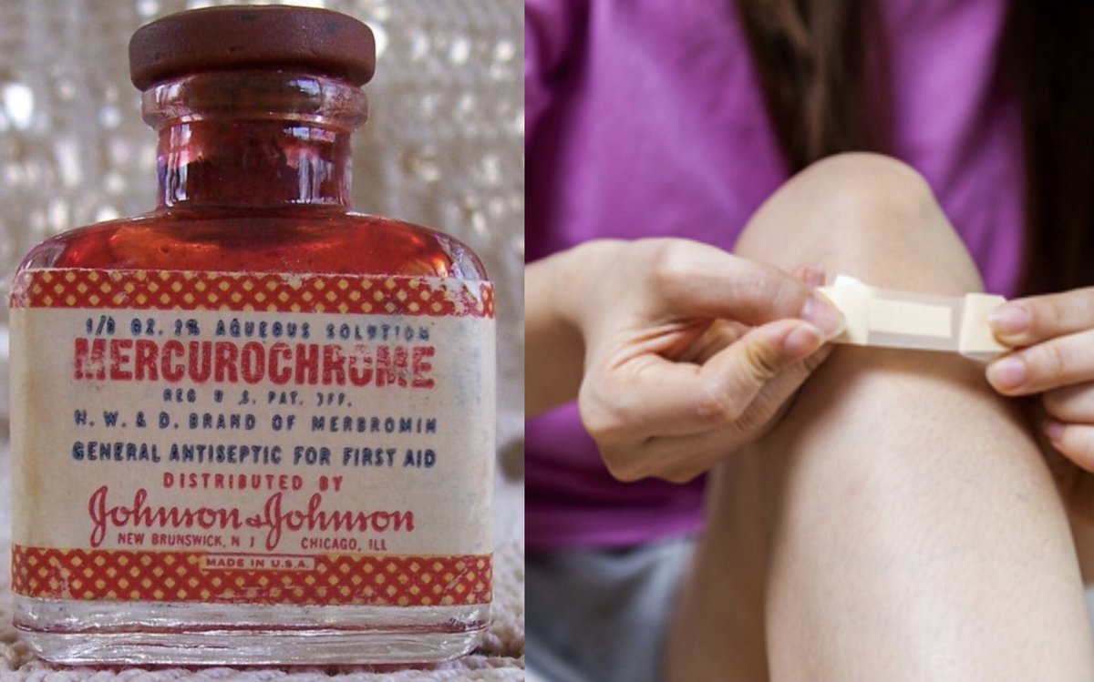 80sThen80sNow's tweet photo. The Only Thing Worse than Scraping Your Knee Was This Stuff.
I Remember My Mother Would Hold My Knee and Say “This Might Sting A Little.” Lady, You Lying. You Knew Damn Well This Poison Was the Devils Work!
#Mercurochrome #Merbromin #Antiseptic #Blood #Ouch #BooBoo #Childhood https://t.co/1OYUx4IbtS