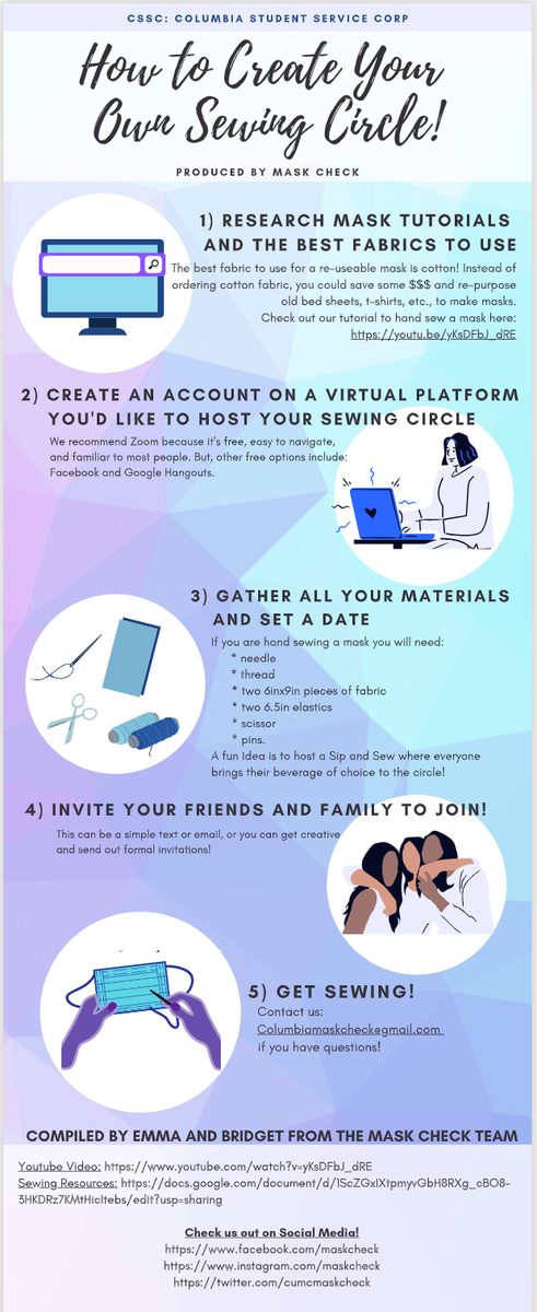 cumcmaskcheck's tweet photo. Still wondering if you could pull off a sewing circle? Give it a try! Gather some crafty friends and follow these instructions. Throw in some wine, and you've got a relaxing social night with a purpose! #Masks4All #BlackLivesMatter #NoJusticeNoPeace #SayTheirNames #socialjustice https://t.co/rRXmutVi5n