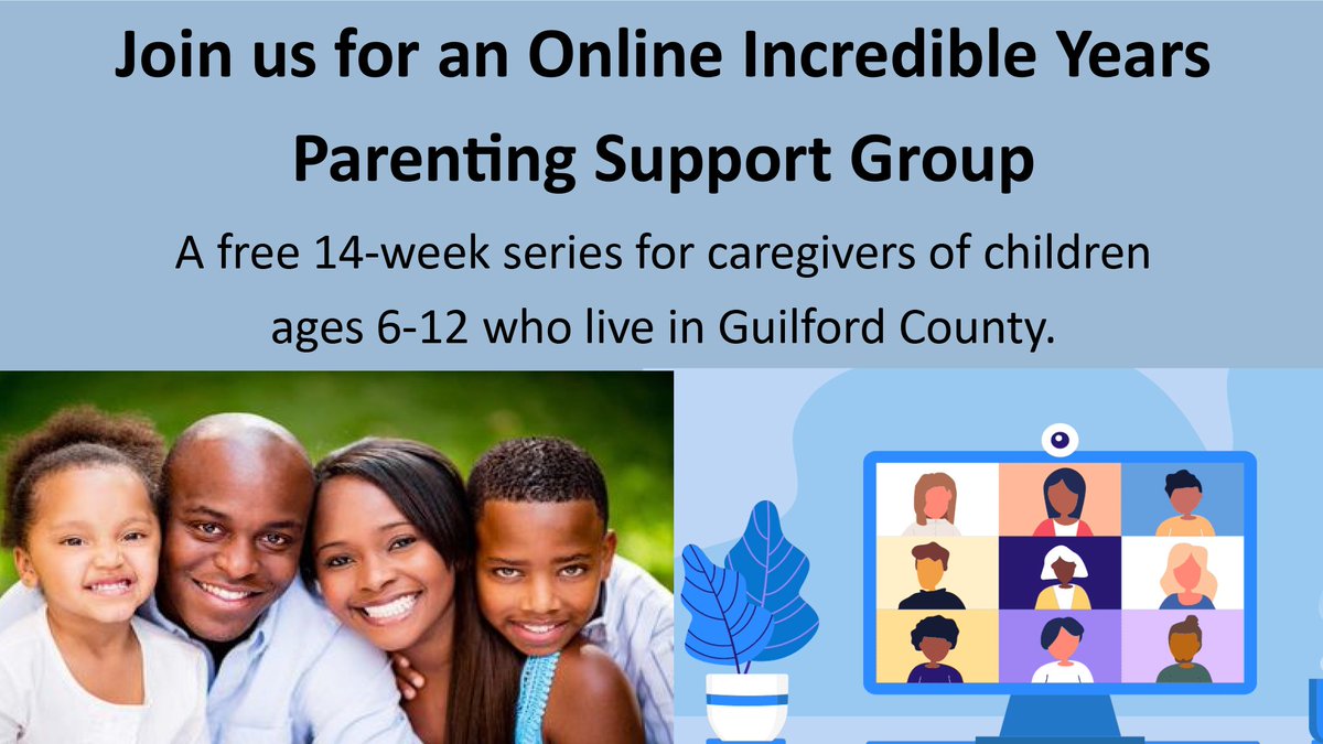 fspcares's tweet photo. Are you interested in sharpening your parenting skills and are in Guilford County? Take part in an evidence-based early childhood development training program for parents of children ages 6 to 12. The next online, 14-week series starts soon. Contact Alexus Prince at 336-882-8907. https://t.co/2o7rqoRHSD