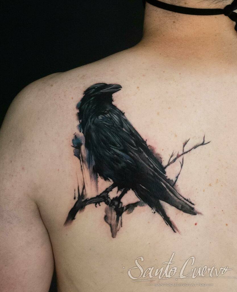 Minimalist crow tattoo - Tattoogrid.net