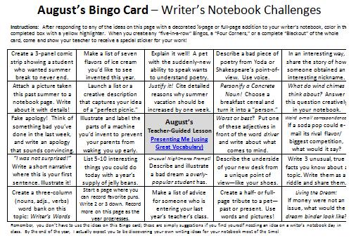 WritingFix's tweet image. Our Aug and Sept notebook/journal bingo cards are free to try: teacherspayteachers.com/Product/Writer…

If you already own the whole set, be sure you download the new version we've posted at #tpt .  If you bought the set directly from us, contact us through the #AlwaysWrite website for updates.