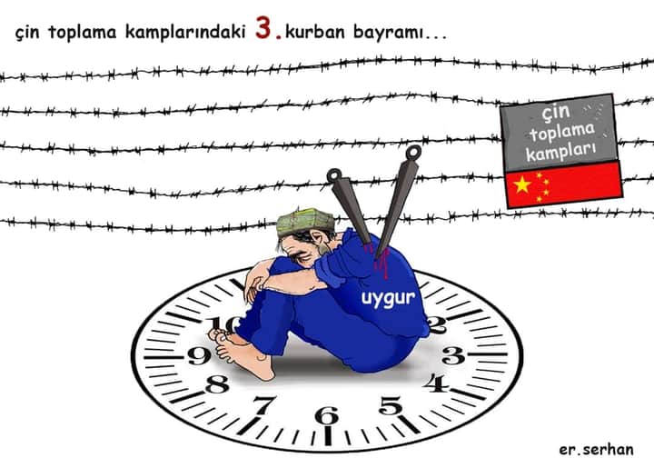 Toplama kamplarındaki Uygurlar için yine bir karanlık ve işgenceli bayram, bizim için yine özlemleri daha da  hatırlatacak  ve endişe  dolu kurban Bayramı gelmek üzere... #KurbanBayramı #Uyghur #DoguTurkistan #SOYKIRIM #zulüm #insanhakları #china #CCP_is_terrorist