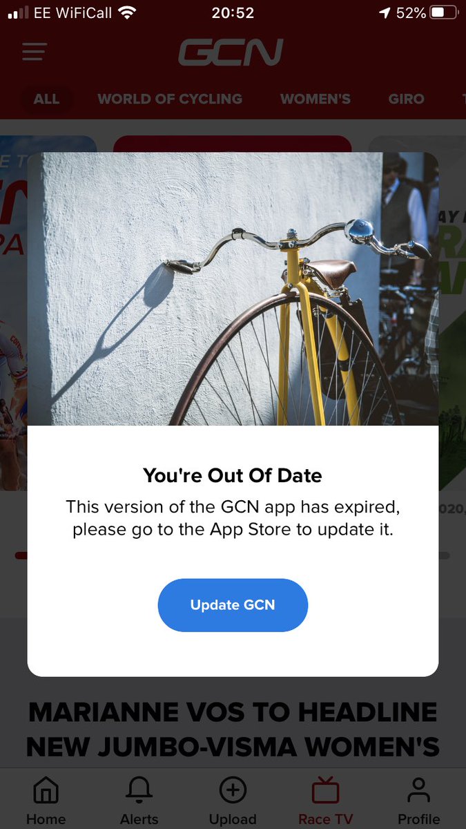 russellshort's tweet photo. @AlexWilmer @gcntweet @daniellloyd1 Trying to update, but get a loop my app is up to date, can’t open the app https://t.co/YRZ46jPTdY