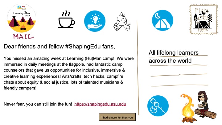 nancyrubin's tweet photo. You can still write letters home from #LearningHuman @ShapingEDU and join the community https://t.co/dbB1cjMrUh https://t.co/LSohrf2zBf