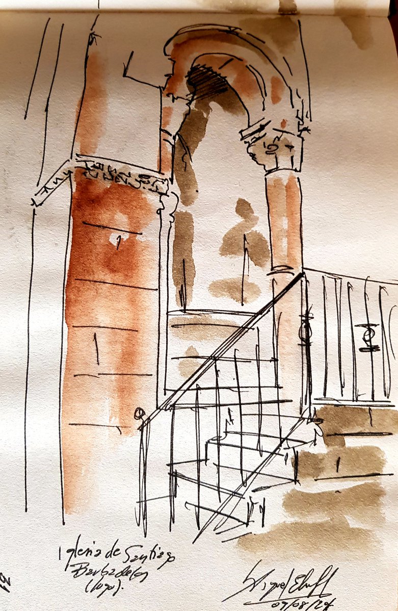 Mi Cuaderno de Peregrino. Iglesia de Santiago en Barbadelos. Un pintor en el Camino.
#walking #artofwalking #thewaytosantiago #cuadernosdepintor #peregrino #miguelelias #santiagocompostela  #caminofrances #sketchbook #catedralSantiago #urbansketcherschers