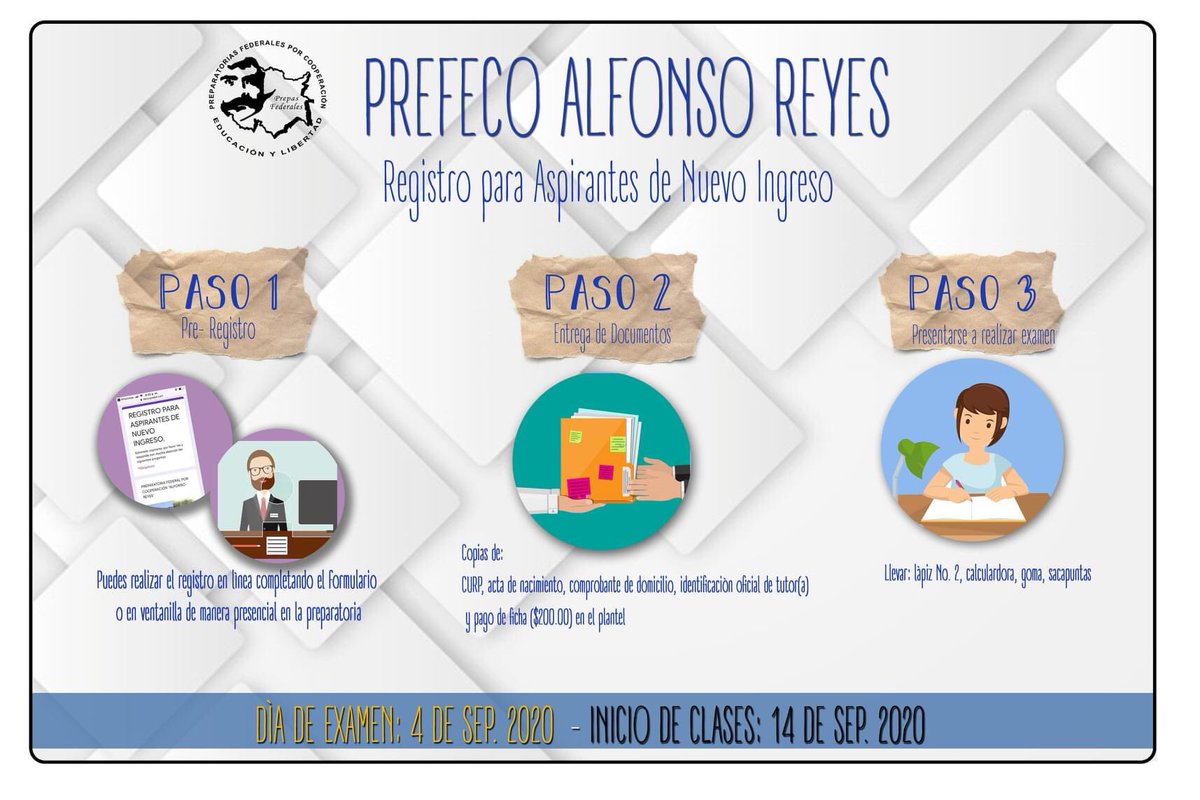p_alfonsoreyes's tweet photo. Registro para aspirantes de nuevo ingreso. #Inscripcionesabiertas #PreparatoriaAlfonsoReyes #FelizJueves https://t.co/em5C4jgvQU