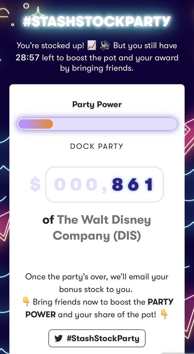 LeoCasablancas's tweet photo. Get in here, get in here, get in here and claim these Disney stocks!  #StashStockParty https://t.co/igfDwBR6Li
