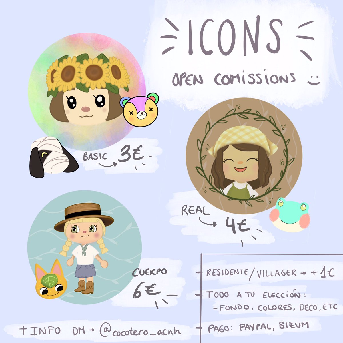 cocotero_acnh's tweet photo. Holii!✨Soy estudiante de arte y he decidido abrir comisiones de icons y encabezados😊
Podéis hablarme y preguntarme cualquier cosa por DM sin ningún compromiso🤗
Si me ayudais con un RT porfi🧡
#acnh #AnimalCrossingNewHorizons #nintendoswitch #acnhicon #acnhcomissions #acnhart https://t.co/q3qL4uwdXw