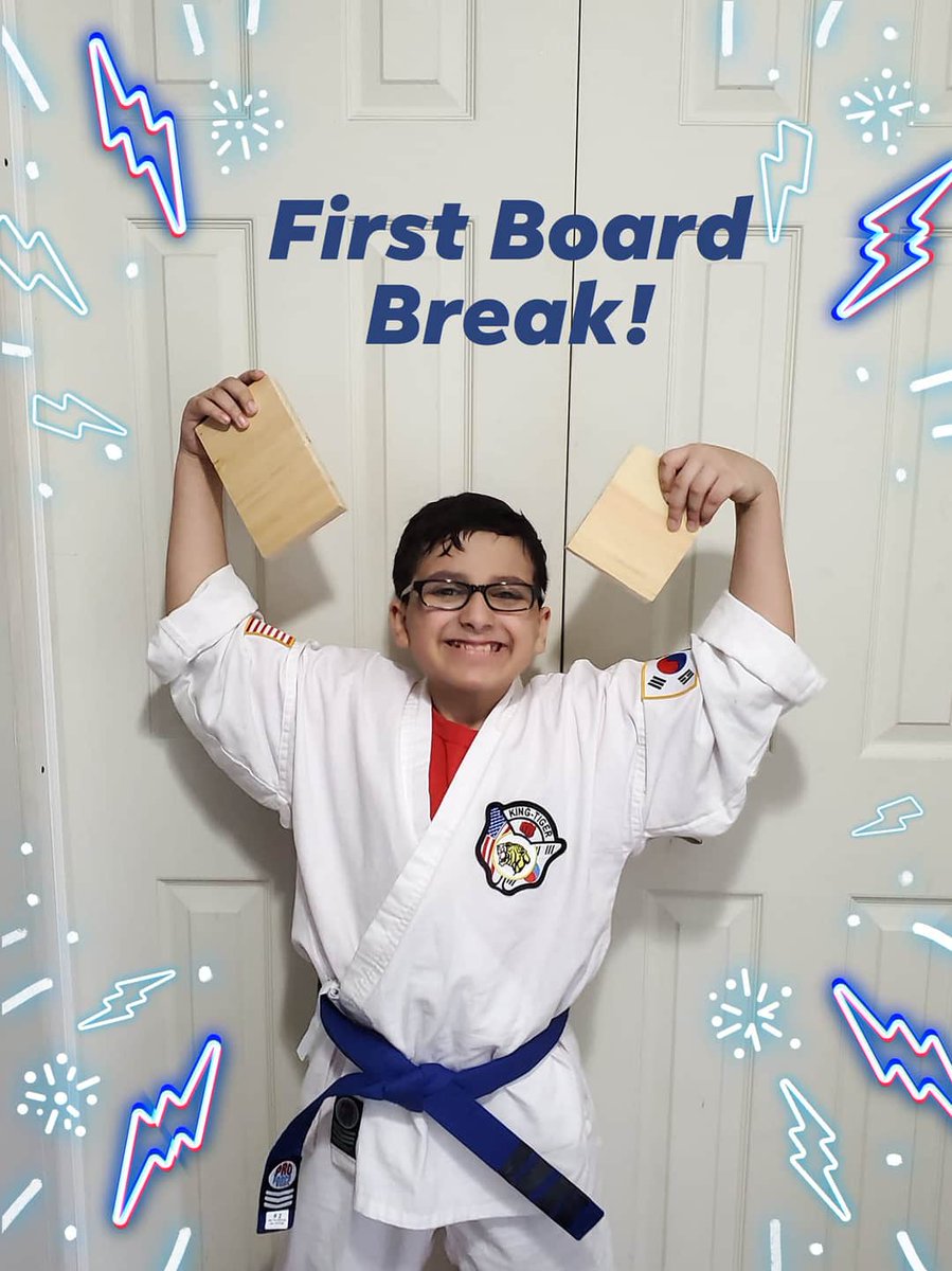 SpectrumAdventr's tweet photo. There is no limit, when you set your mind to it! 
Mr. B had his 1st board break tonight! It took him a few times, he began to get frustrated and about to hit meltdown point. But Mr. Alexander talked him through it and he made it!! #ASD #AutismAcceptance https://t.co/NXDOo2eqxY