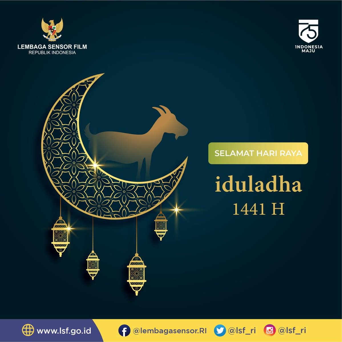 lsf_ri's tweet photo. Selamat Hari Raya Iduladha 1441 H.
Jadikan momen ini untuk memaknai pengorbanan dalam wujud kedekatan kepada Allah SWT. Karena setiap pengorbanan yang dilakukan dengan ikhlas merupakan wujud cinta yang sejati.
#LembagaSensorFilm
#SahabatSensor
#HariRayaIdulAdha
#SensorMandiri https://t.co/GyospfnbN7