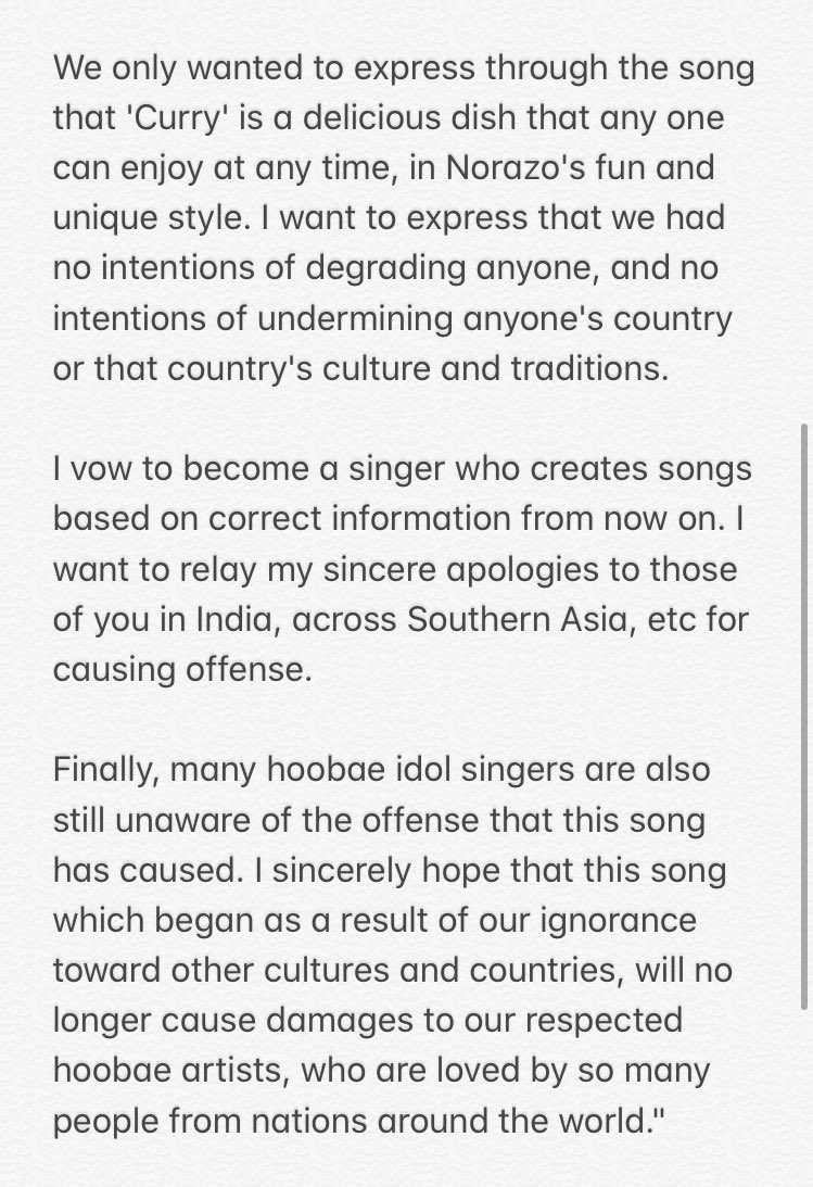 As this group has a large international fandom, this email managed to reach the singer Jobin, responsible for apparently being the vocalist of the band NorazoJobin spoke through an Instagram post, where he talked about the song, apologized and explained about the song