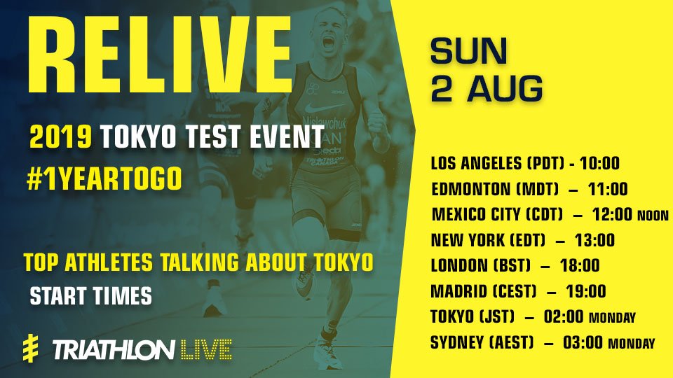 Set an alarm for Sunday: world's best triathletes on TriathlonLIVE.tv talking about Tokyo! 

Sun 2 August 
7pm CEST | 1pm EDT

#1YearToGo #StrongerTogether