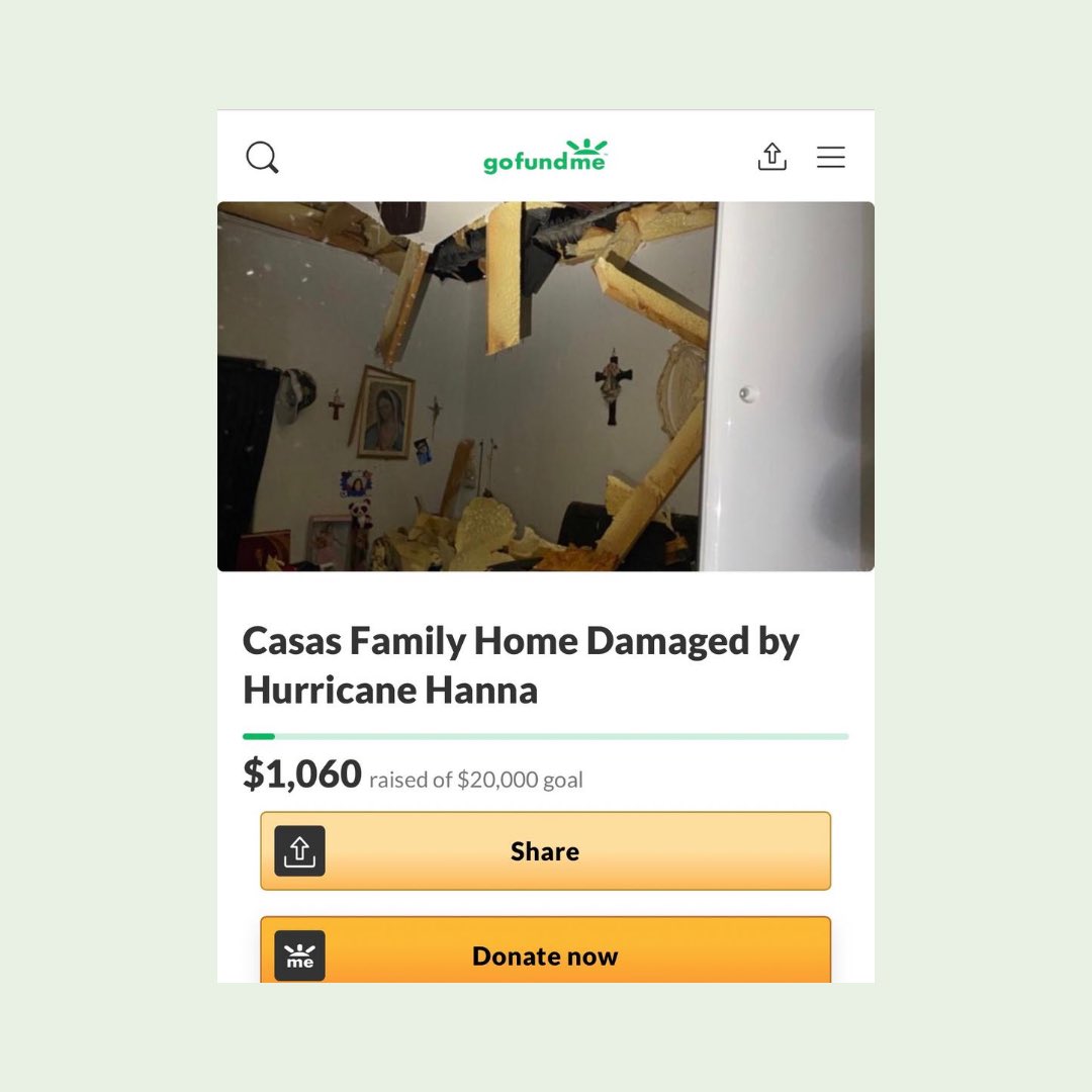 TexasColorGuard's tweet image. Dear friends of the Texas Colorguard,

Our silks member Jocie Casas has been affected by Hurricane Hanna and needs our help. A telephone pole fell on her home and destroyed her parents bedroom. If you’re able, please consider donating to her Go Fund Me.

gf.me/u/yjfxqt