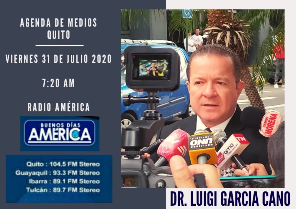 CorJurLFGC's tweet photo. #Litigando #Quito

#dralexsedlex

Los invitamos cordialmente a escuchar la entrevista al Dr. Luigi García Cano @LUIGILEX1966 en @RADIOAMERICAEC el día viernes 31 de julio de 2020 a las 7:20 am. https://t.co/kbr0quG442