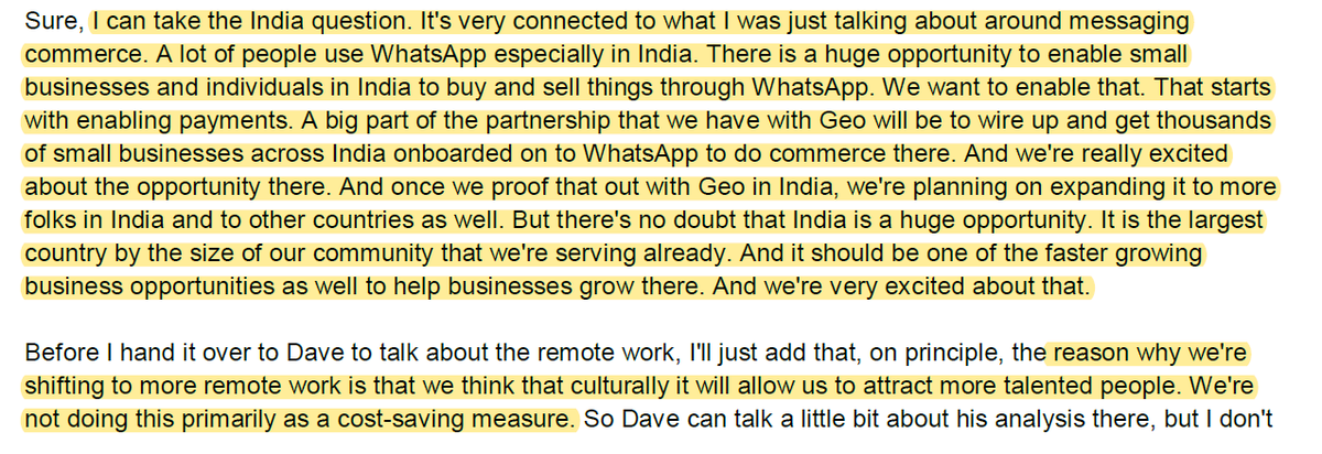 10/ *Jio, not Geo (from raw transcripts)India is the largest user base. I think India will be a recurring and more in-depth topic of discussion 5-10 years down the line, if not sooner.
