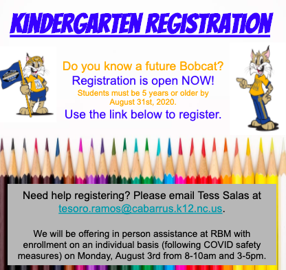 Rbrownbobcats's tweet photo. Kindergarten registration is open now! 
Use this link to register https://t.co/BlyTxTyIYF. https://t.co/dldmlzmFQy