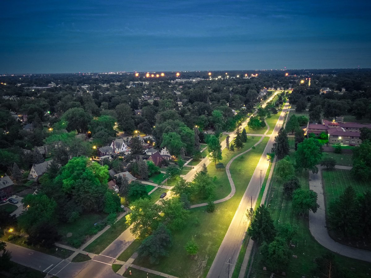 Bike trail down the middle of Parkside Blvd. in Toledo, Ohio. This has really made moving to the new neighborhood fun!
