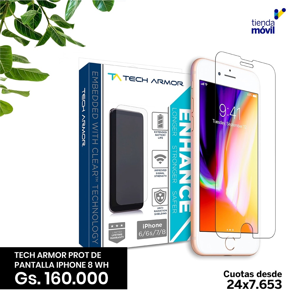 tiendamovilpy's tweet image. Tech Armor Protector de Pantalla para iPhone 8 🤩

Protección incomparable para tu pantalla 😎

🌐tiendamovil.com.py 
📍 Recordá que podés financiar con tu tarjeta de crédito ITAU 💳 

#protectordepantalla #protector #techarmor #iphone8 #celular #smartphone