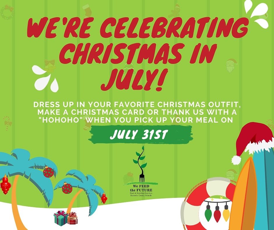 SchoolLunchSCS's tweet photo. Wear your favorite Christmas attire that is cool during the Friday Feeding 9AM – 1PM https://t.co/hg4dWqwOZK