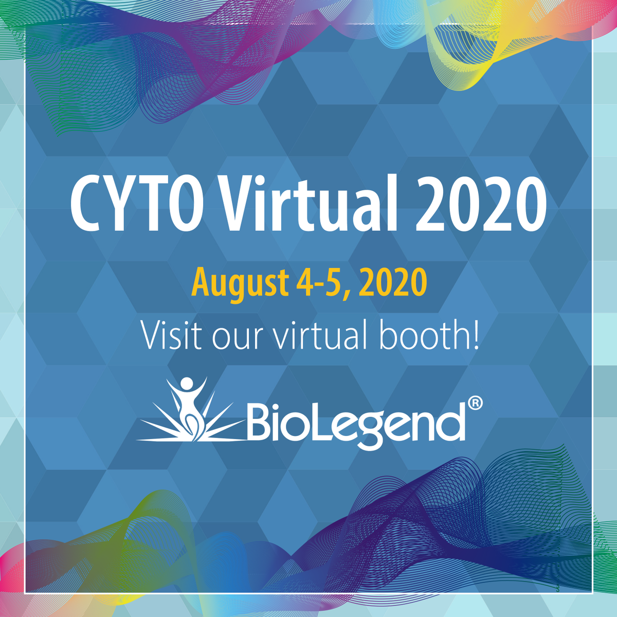 BioLegend's tweet photo. Learn about the latest in cytometry advancements at the CYTO 2020 virtual event. Stop by our booth to learn more about our products, including new fluorophores that push the limits of your flow capabilities: https://t.co/4Odw2qyUCb #CYTO2020 https://t.co/Mhv5SC2JHP